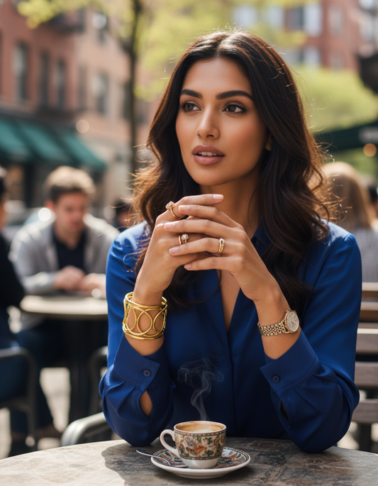 Aarunya Gold Lattice Cuff Handcrafted Openwork Statement Bracelet | statement cuff | NIVRTTI