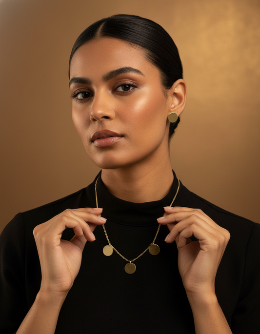 Brass Coin Necklace Set – Brass Necklace | handcrafted necklace | NIVRTTI