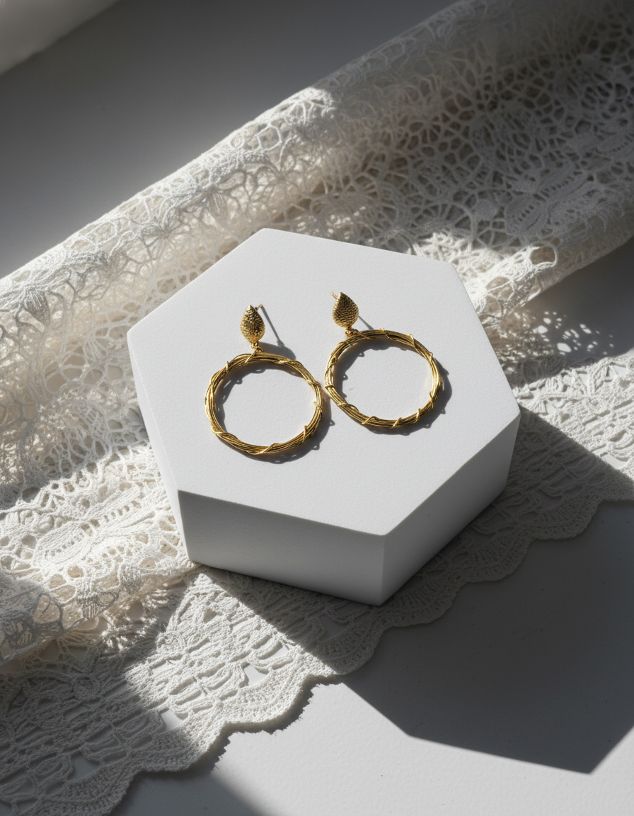 Brass Vine Hoop Earrings – Brass Earring | handcrafted earrings for women | NIVRTTI