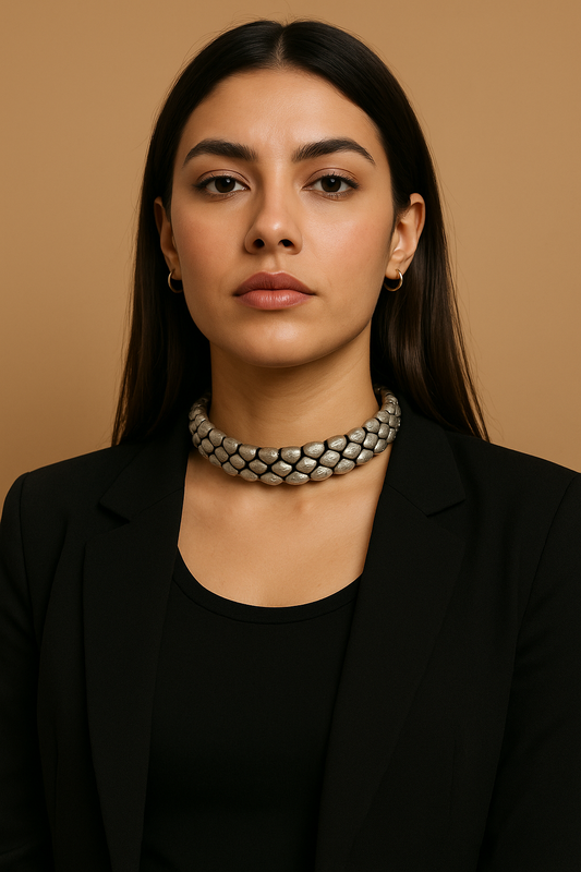 Aarini Tribal Silver Oxidized Choker Necklace – Oxidised Choker | tribal choker | NIVRTTI