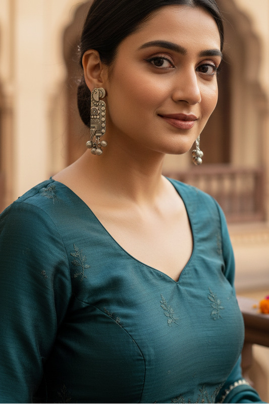 Tribal Parindey Totem Drops Oxidized Geometry Edition – Oxidised Earring | handcrafted earrings for women | NIVRTTI