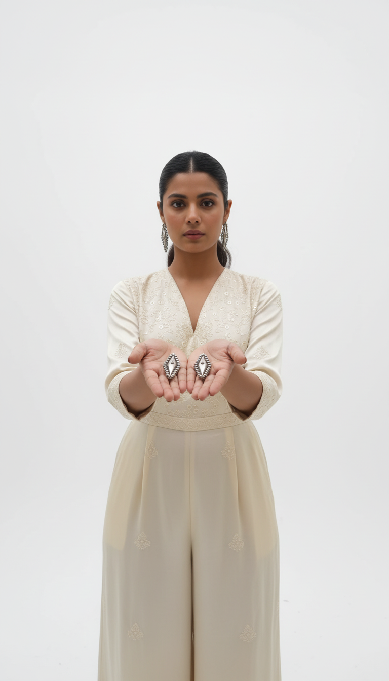 Silent Spear Oxidized Geometric Earrings – Oxidised Earring | handcrafted earrings for women | NIVRTTI