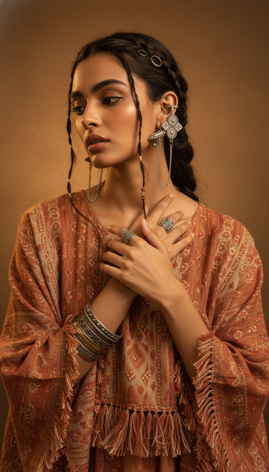 Akhira Linked Totem Cuffs Oxidised Chain Heritage Edition | statement cuff | NIVRTTI