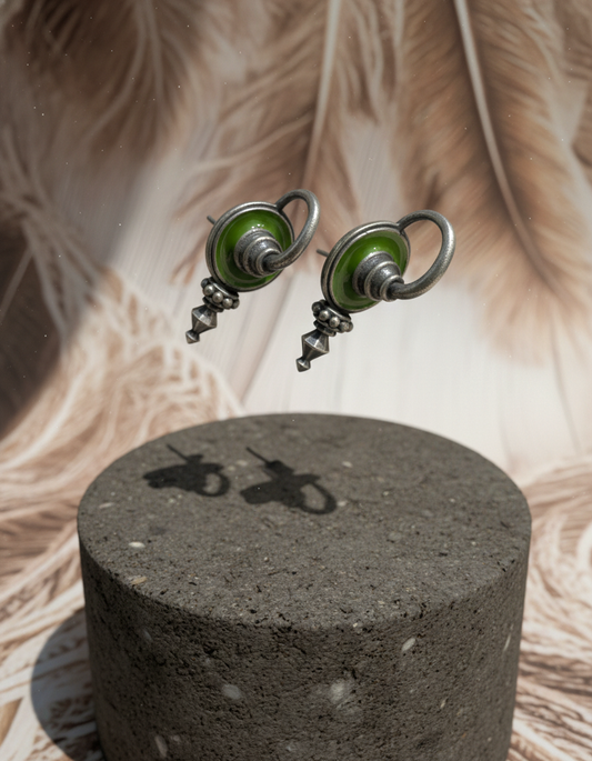 Krita Spiral Studs Minimal Oxidised Silver Screw Earrings | handcrafted stud earrings | NIVRTTI