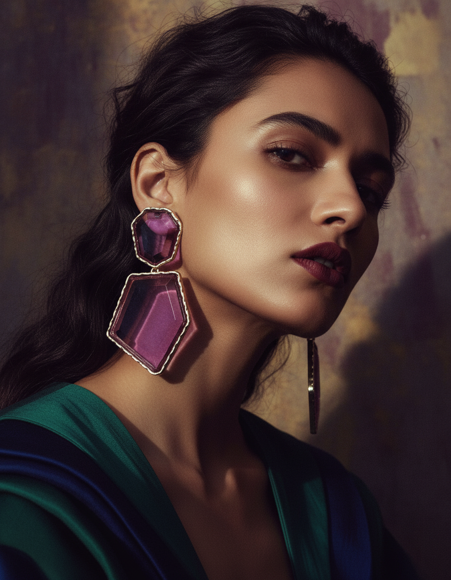 Prism Brass Stone Studs