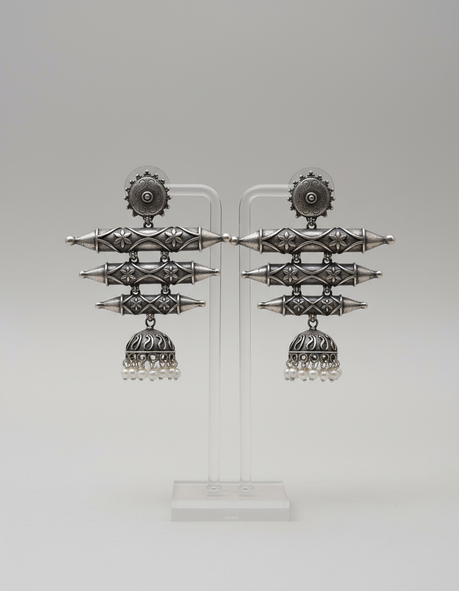 Architectural Statement Silver Earrings