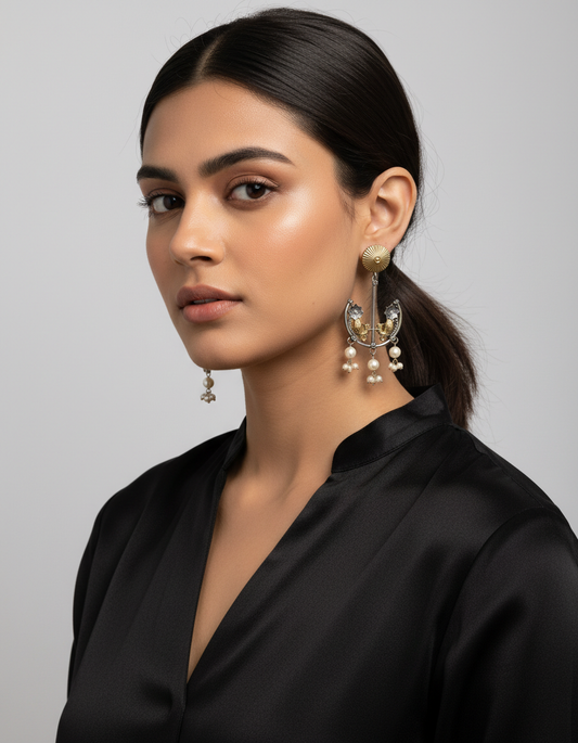 Vanika Pearl Arc Earrings