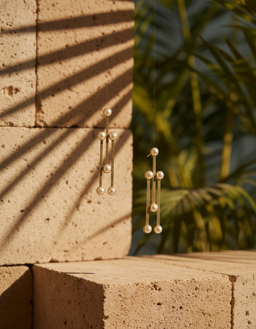 Celeste Pearl Chain Drop Earrings