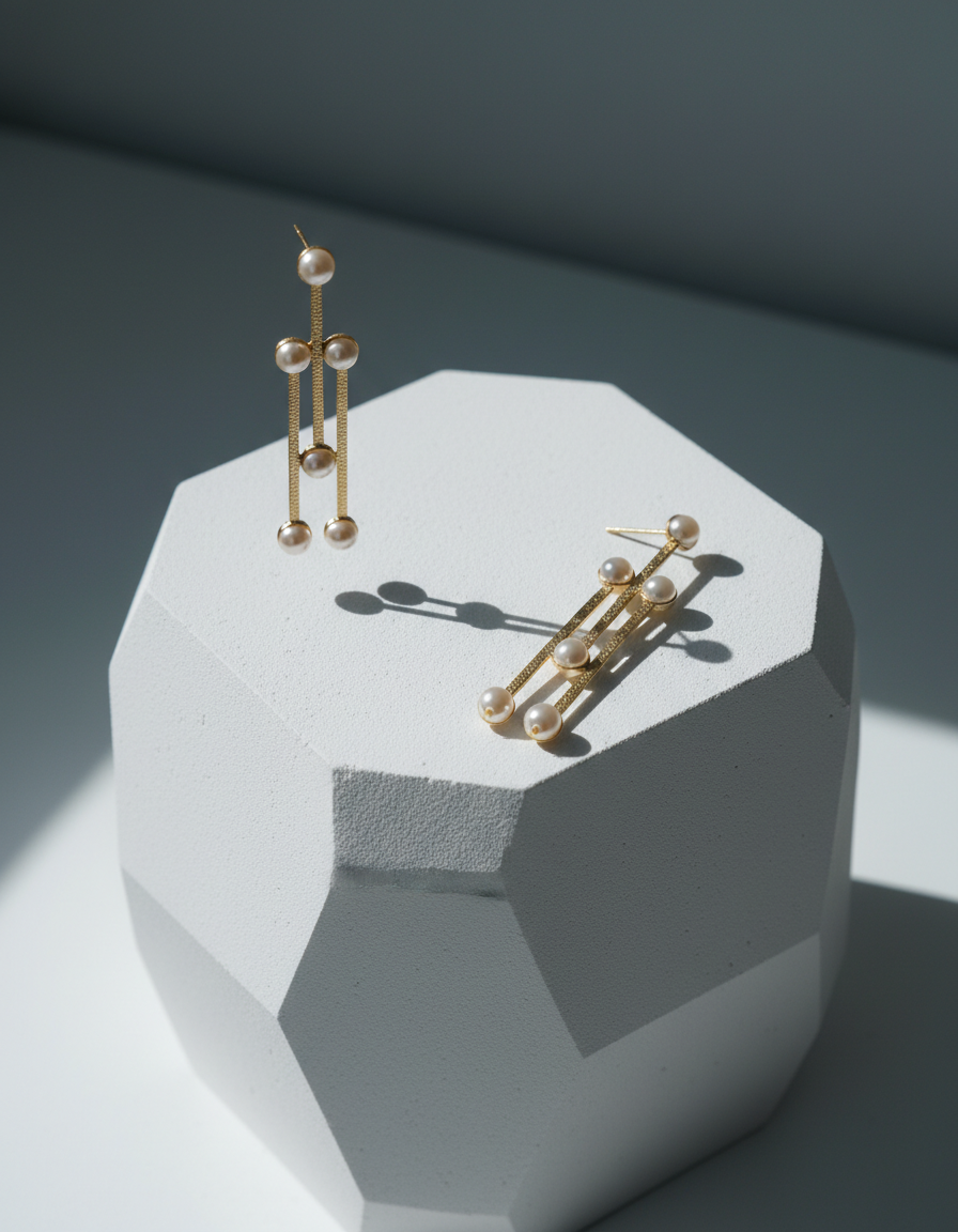 Celeste Pearl Chain Drop Earrings