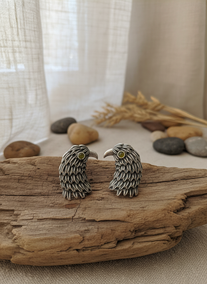 oxidised silver studs - Shyena Spirit Studs Oxidized Tribal Collection - NIVRTTI handcrafted jewelry