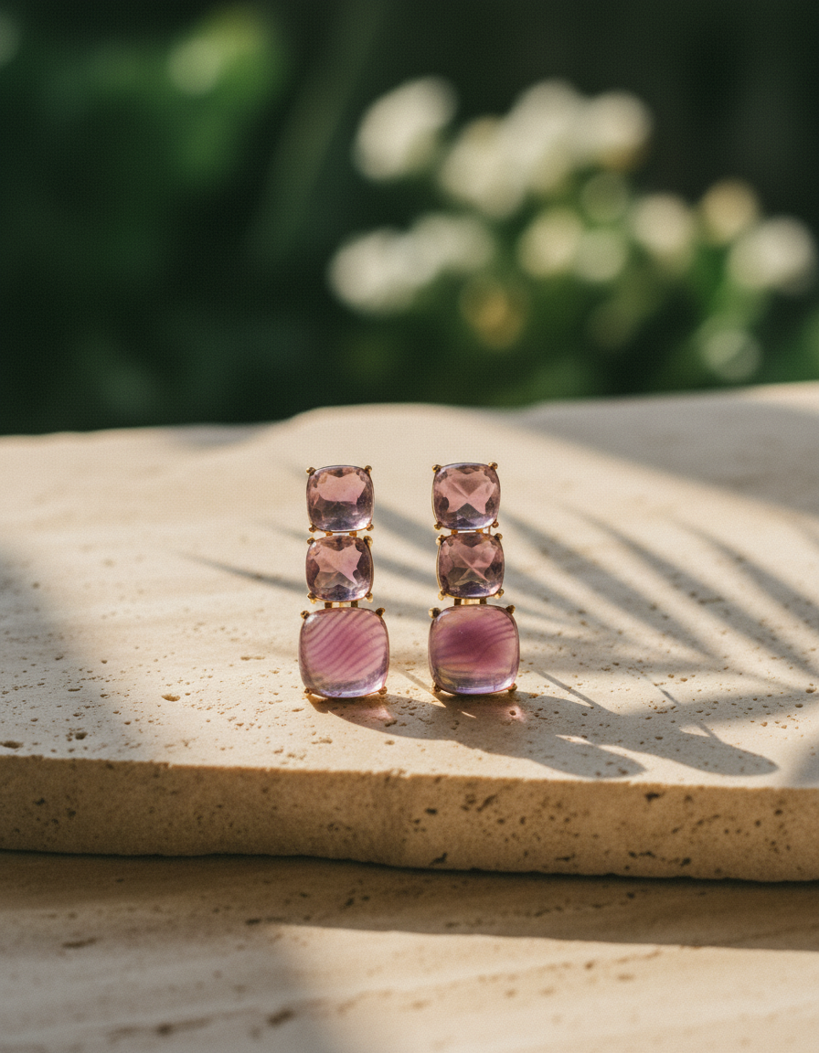 Blush Prism Gold Drop Earrings