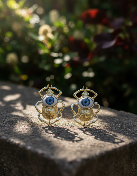 Evil Eye Gold Statement Stud Earrings