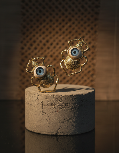 Evil Eye Gold Statement Stud Earrings