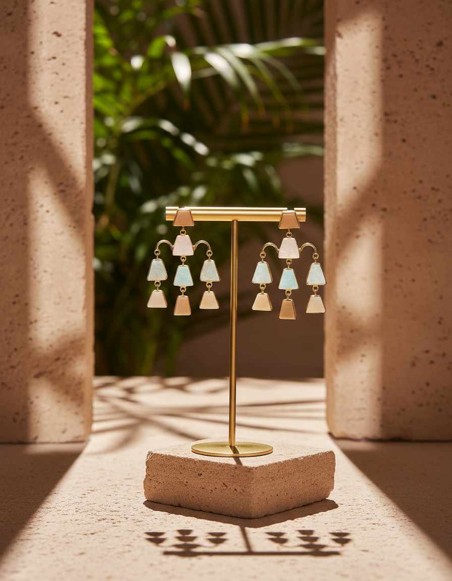Multicolor Semi-Precious Cascade Statement Earrings