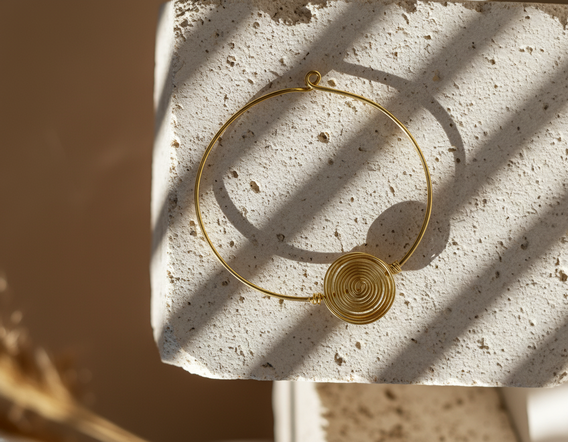 gold hasli - Pravaha Gold Hasli Necklace Handcrafted Minimal Spiral Choker - NIVRTTI handcrafted jew