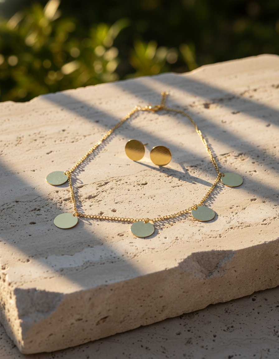 brass necklace - Brass Coin Necklace Set - NIVRTTI handcrafted jewelry