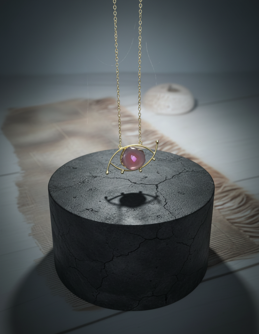 Brass Evil Eye Stone Necklace