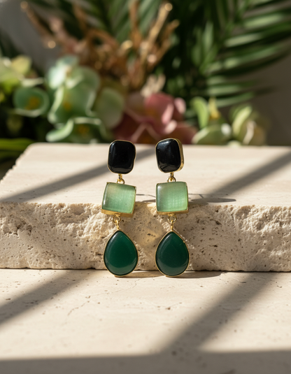 Brass Prism Drop Earrings – Brass Dangler | long drop earrings | NIVRTTI