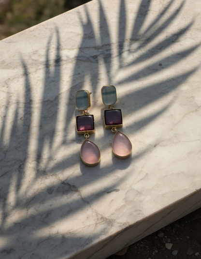 Brass Prism Drop Earrings – Brass Dangler | long drop earrings | NIVRTTI