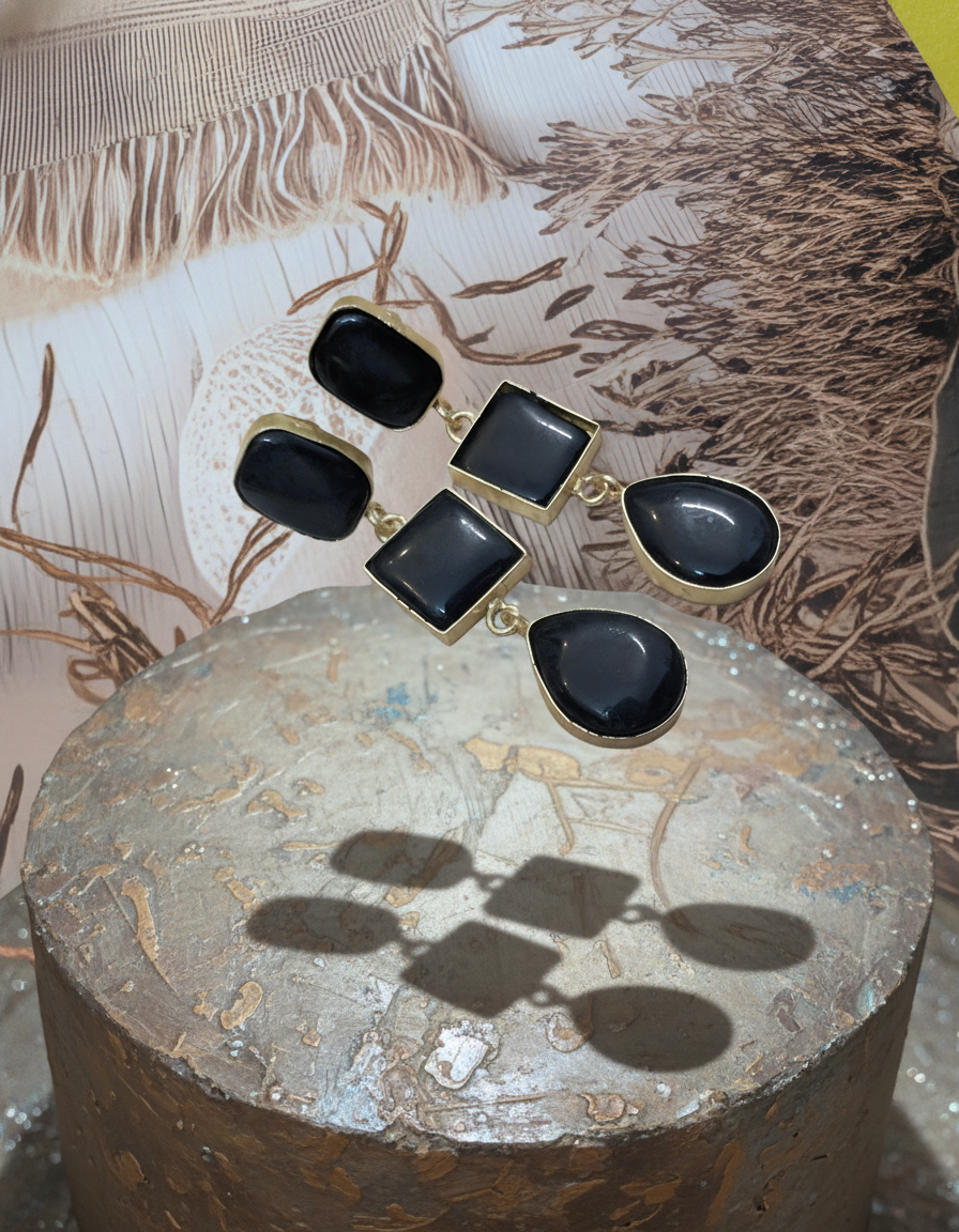 Brass Prism Drop Earrings – Brass Dangler | long drop earrings | NIVRTTI