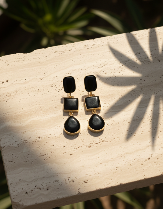 brass dangler - Brass Prism Drop Earrings - NIVRTTI handcrafted jewelry