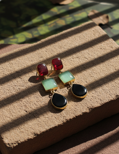 Brass Prism Drop Earrings – Brass Dangler | long drop earrings | NIVRTTI