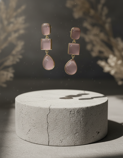 Brass Prism Drop Earrings – Brass Dangler | long drop earrings | NIVRTTI