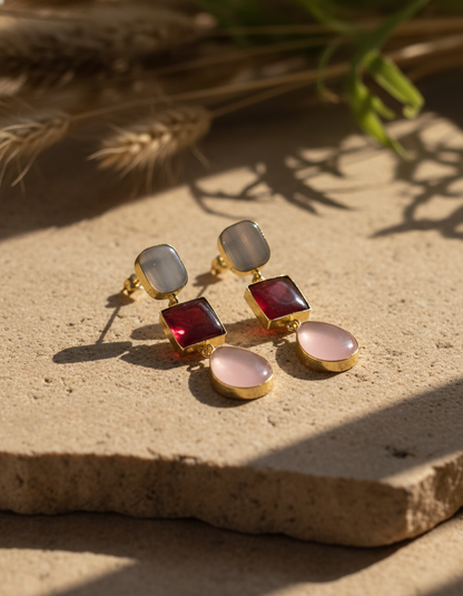 Brass Prism Drop Earrings – Brass Dangler | long drop earrings | NIVRTTI