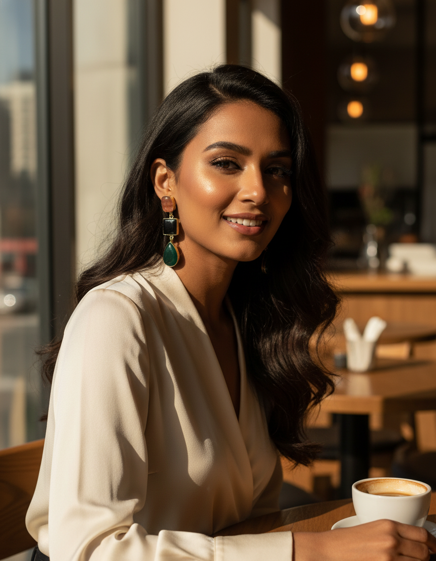 Brass Prism Drop Earrings – Brass Dangler | long drop earrings | NIVRTTI