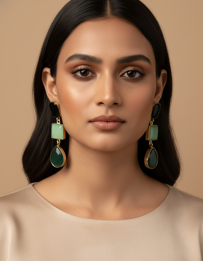 Brass Prism Drop Earrings – Brass Dangler | long drop earrings | NIVRTTI