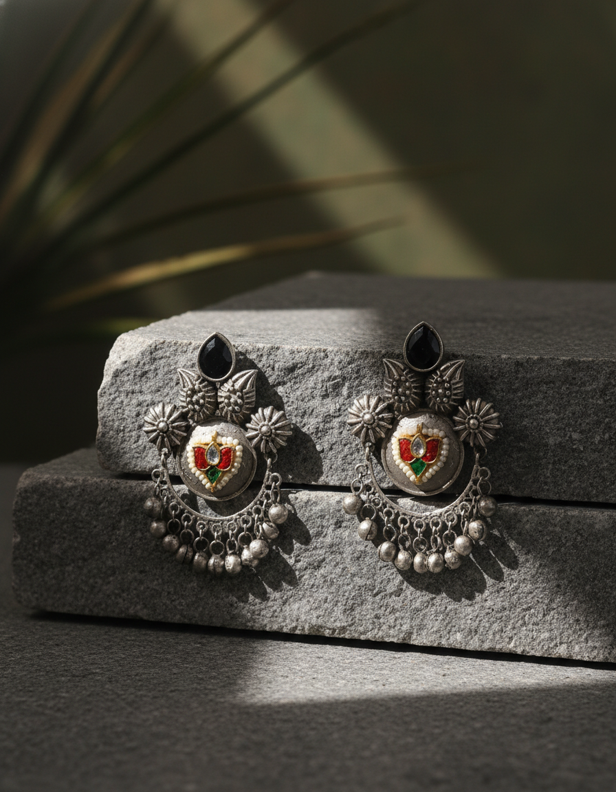 Surmaya Folk Chand Earrings
