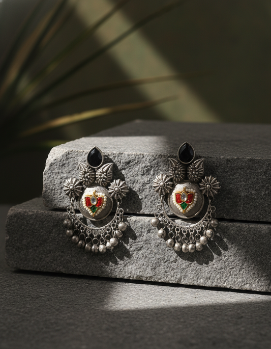 Surmaya Folk Chand Earrings
