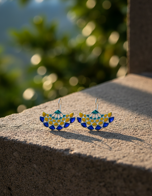 oxidised silver dangler - Mayura Mandala Earrings Enamel Oxidised Silver Peacock Drops - NIVRTTI han