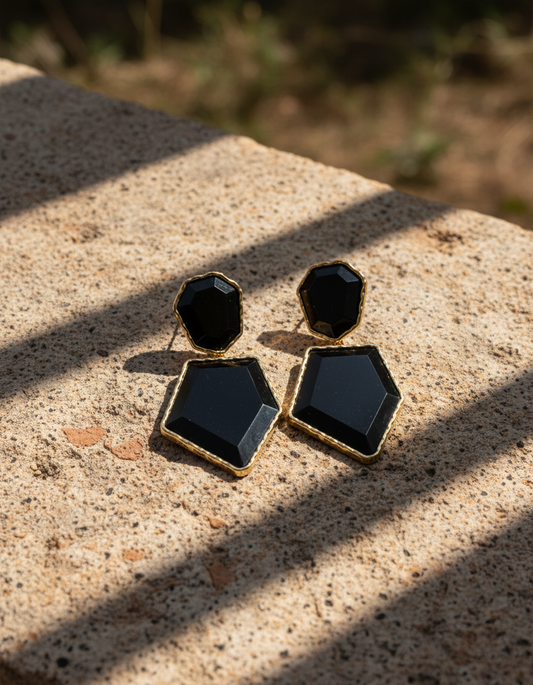 Prism Brass Stone Studs