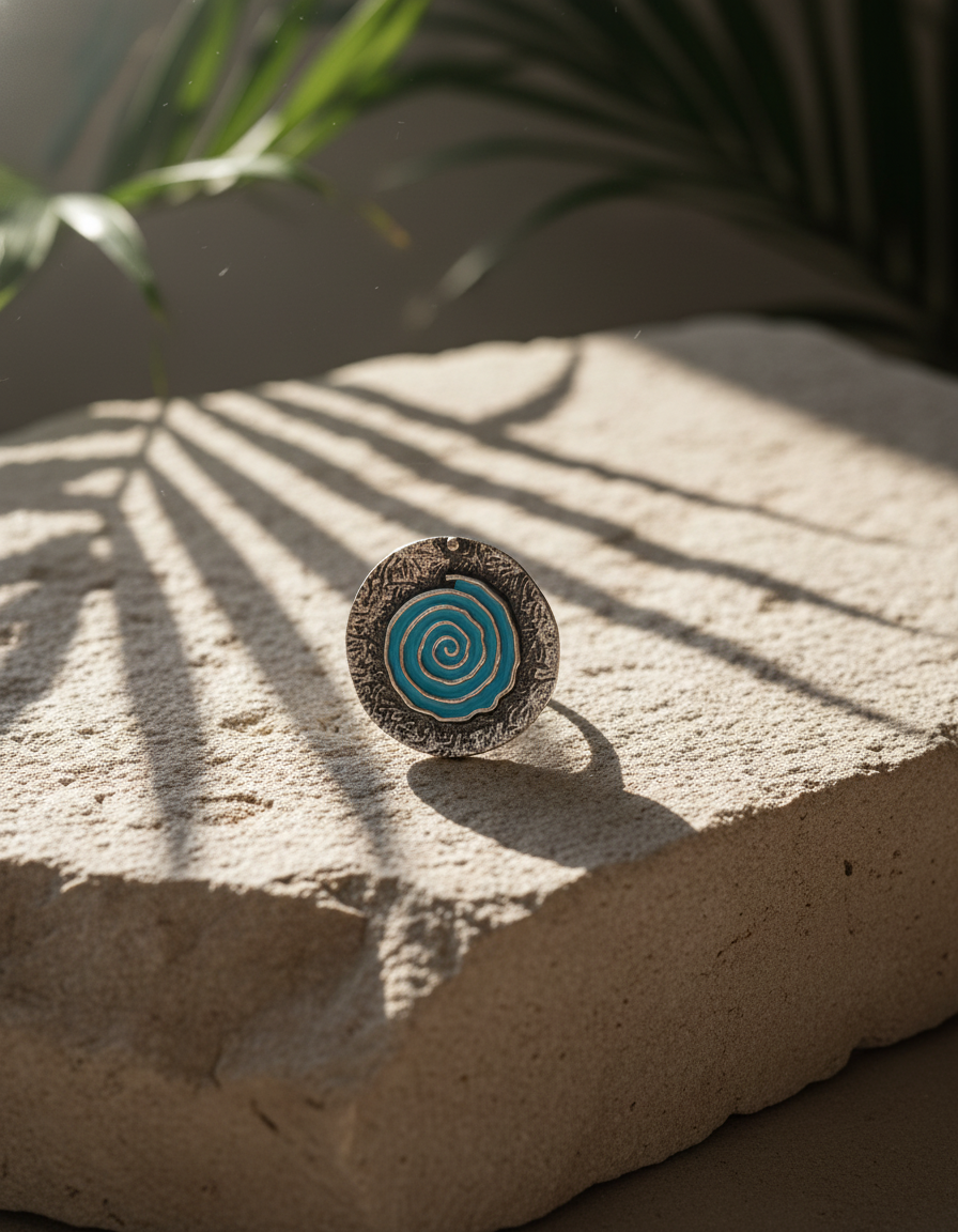 Vrittika Spiral Statement Ring Enamel Oxidised Silver Adjustable Ring | handcrafted ring | NIVRTTI