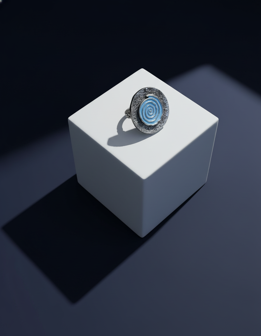 Vrittika Spiral Statement Ring Enamel Oxidised Silver Adjustable Ring | handcrafted ring | NIVRTTI