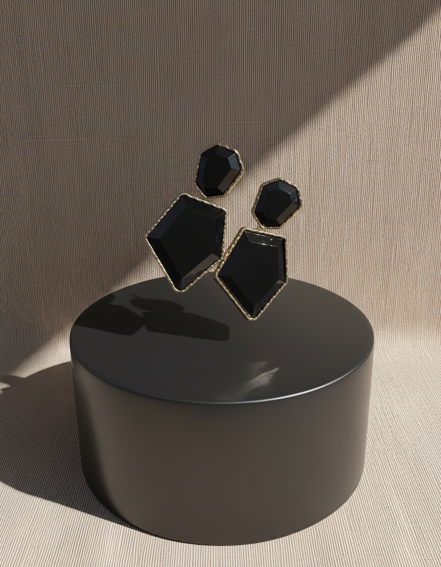 Prism Brass Stone Studs