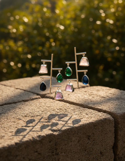 handcrafted dangler - Aakaari Cascade Drops Prism Play Edit - NIVRTTI handcrafted jewelry