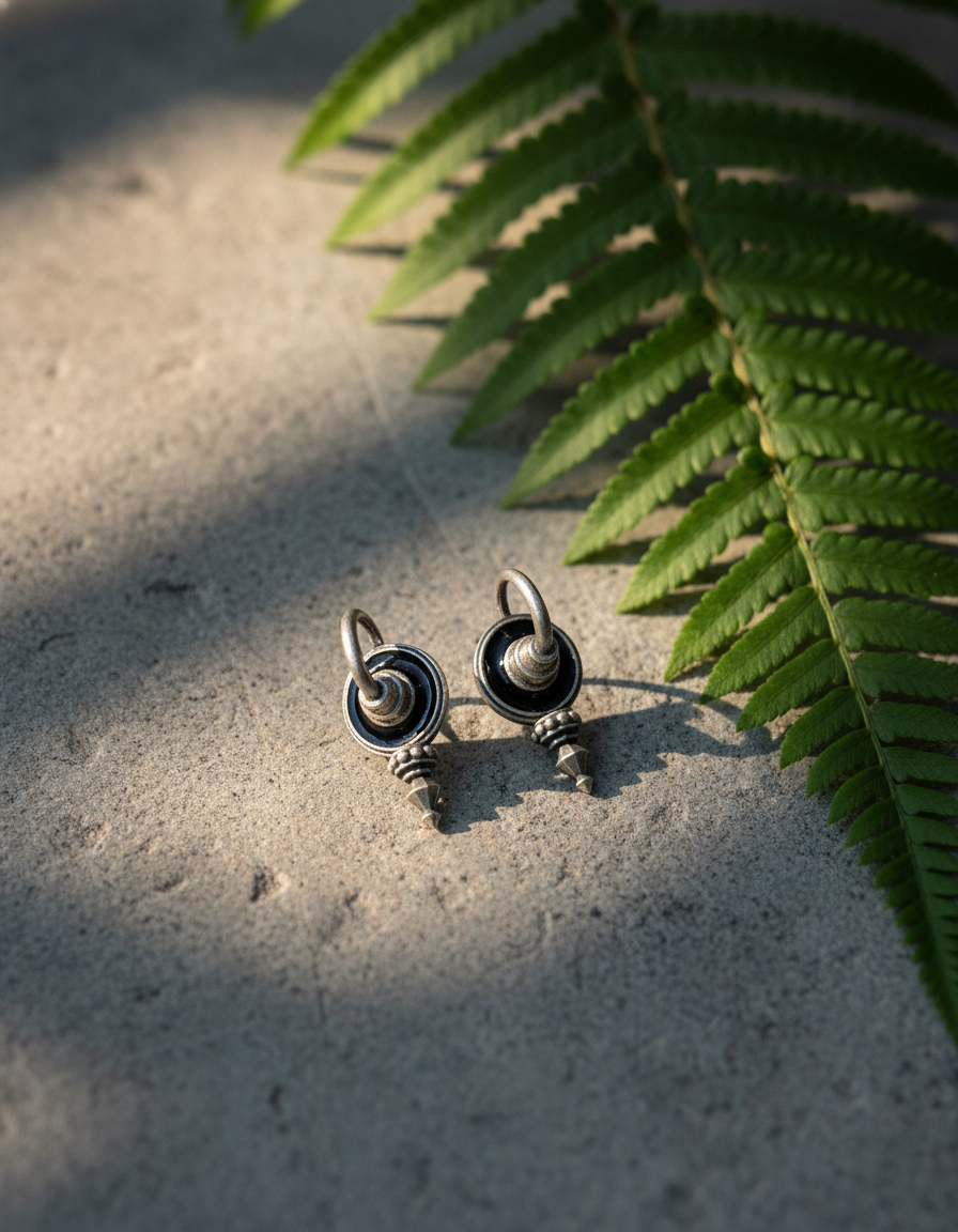 oxidised silver studs - Krita Spiral Studs Minimal Oxidised Silver Screw Earrings - NIVRTTI handcraf