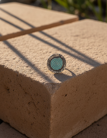 Vrittika Spiral Statement Ring Enamel Oxidised Silver Adjustable Ring | handcrafted ring | NIVRTTI