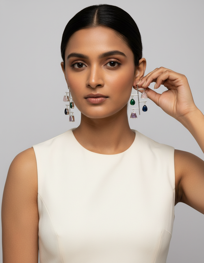Aakaari Cascade Drops Prism Play Edit – Handcrafted Earring | handcrafted earrings for women | NIVRTTI