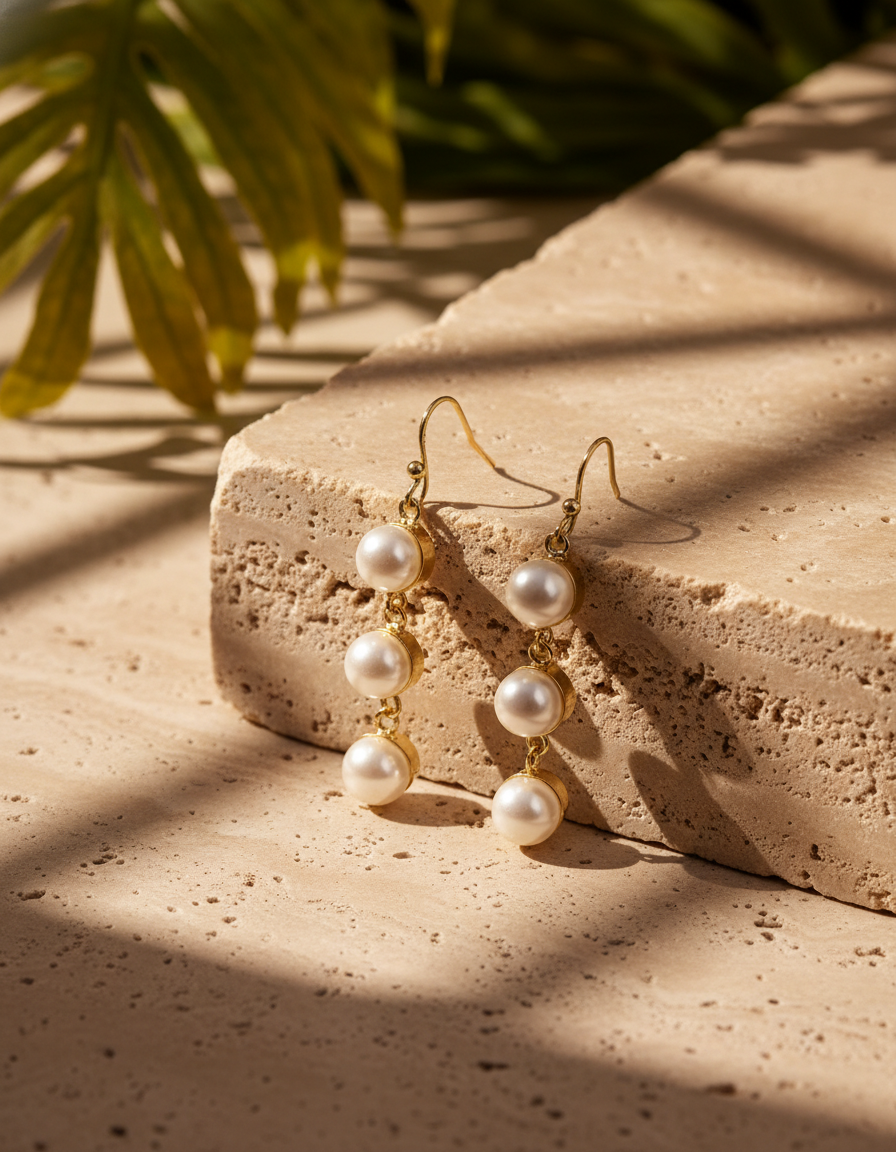 Minimal Pearl Cascade Drop Earrings