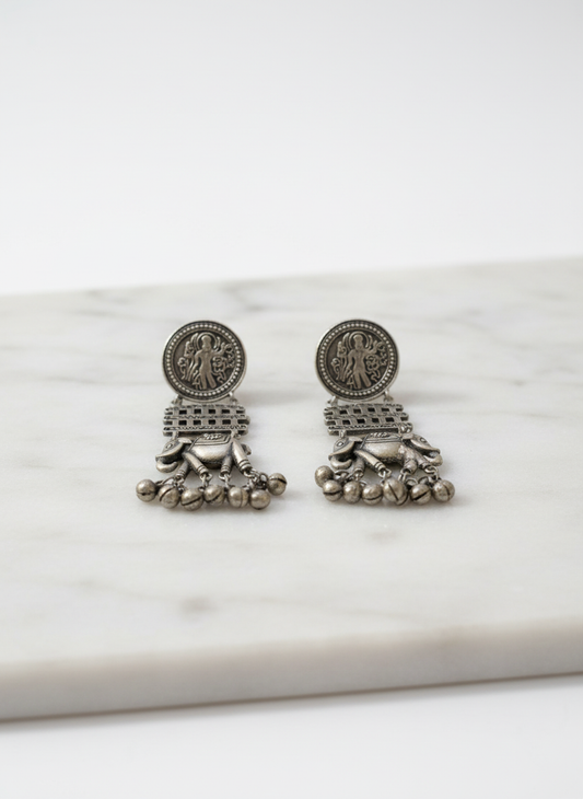 Elephant Coin Earrings – Handcrafted Earring | handcrafted earrings for women | NIVRTTI