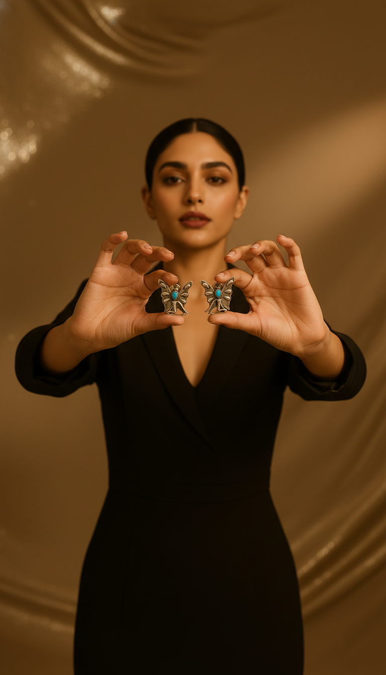 Celestial Grace Oxidized Angel Earrings – Oxidised Earring | handcrafted earrings for women | NIVRTTI