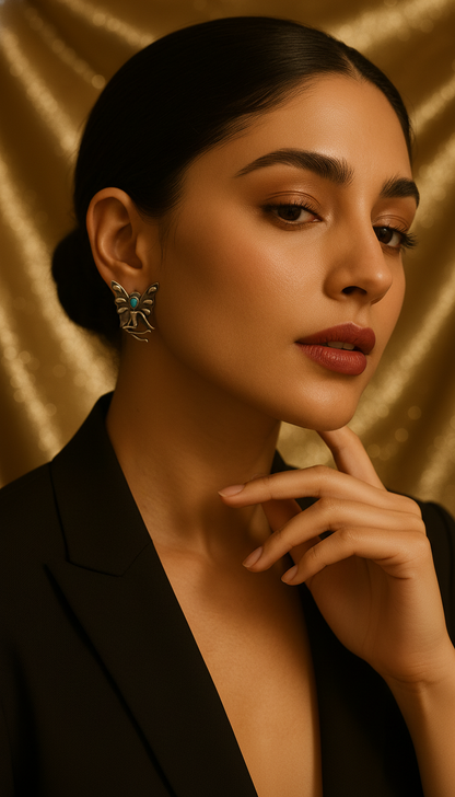 Celestial Grace Oxidized Angel Earrings – Oxidised Earring | handcrafted earrings for women | NIVRTTI