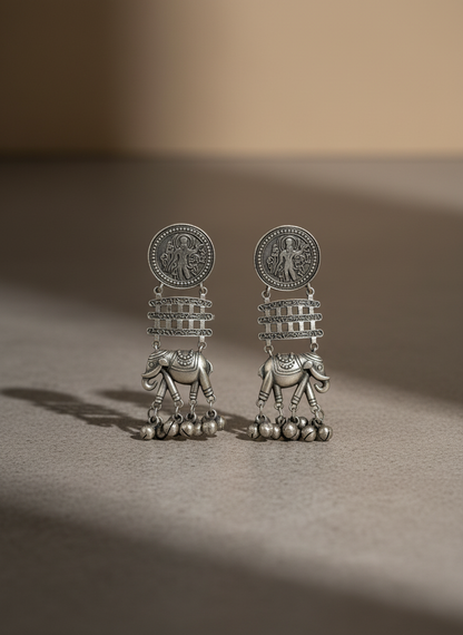 Elephant Coin Earrings – Handcrafted Earring | handcrafted earrings for women | NIVRTTI