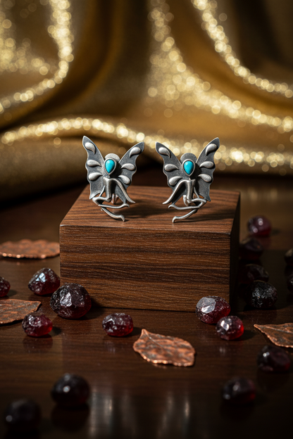 oxidised silver earring - Celestial Grace Oxidized Angel Earrings - NIVRTTI handcrafted jewelry