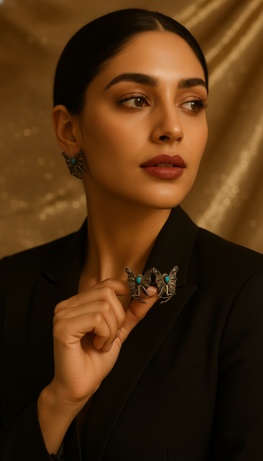 Celestial Grace Oxidized Angel Earrings – Oxidised Earring | handcrafted earrings for women | NIVRTTI