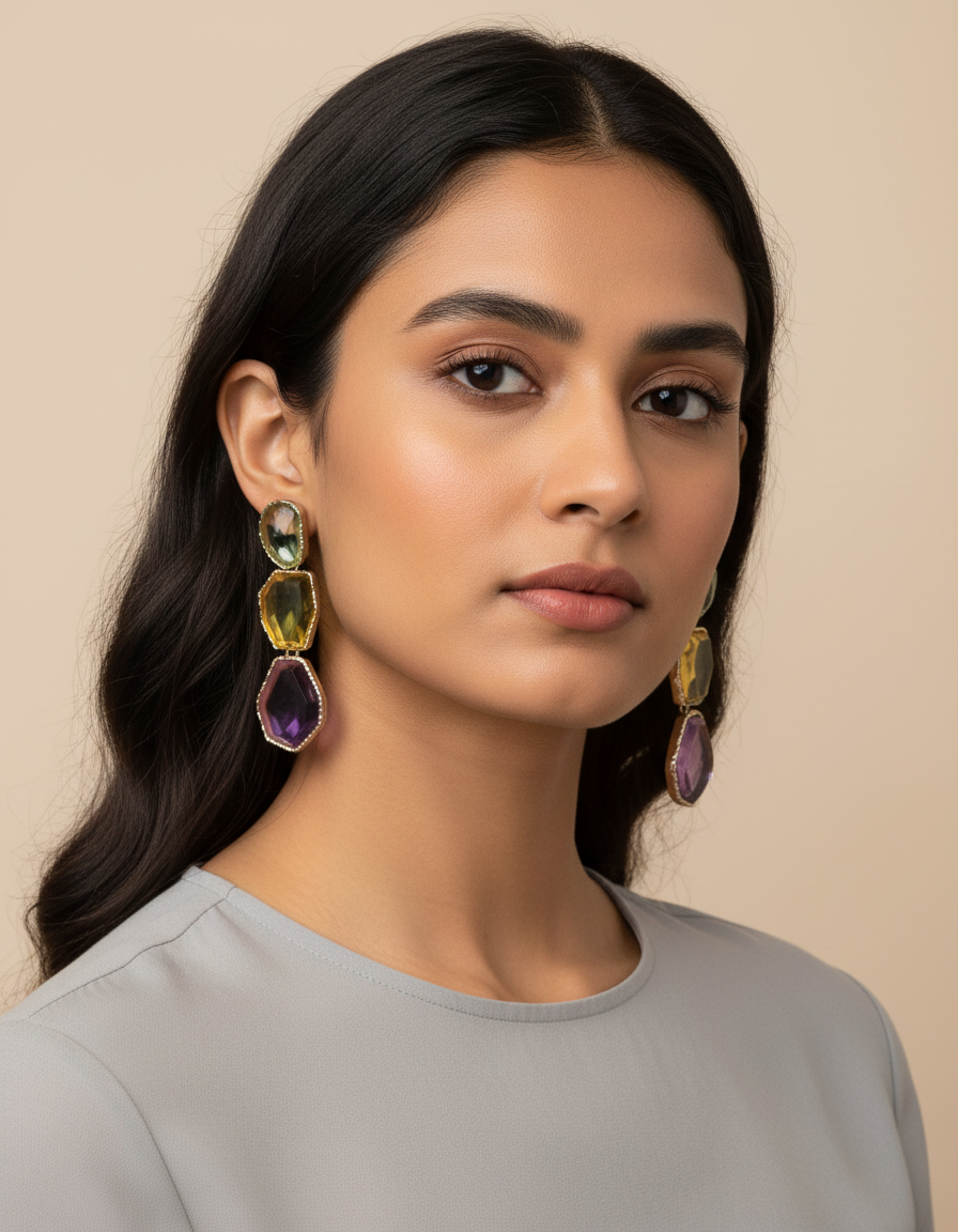 Geo Drip Statement Earrings