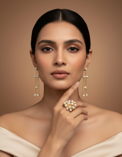Celeste Pearl Chain Drop Earrings